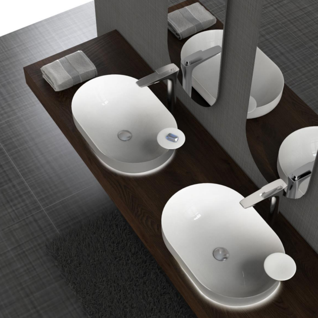 ELLAI Polaris Oval Bathroom Vessel Sink Above Counter, White Ceramic Vessel Sink, Countertop Vanity Sink Art Basin, 23.6"x15.7"x6.8"(Drain, Faucet and the soap dish are not included)