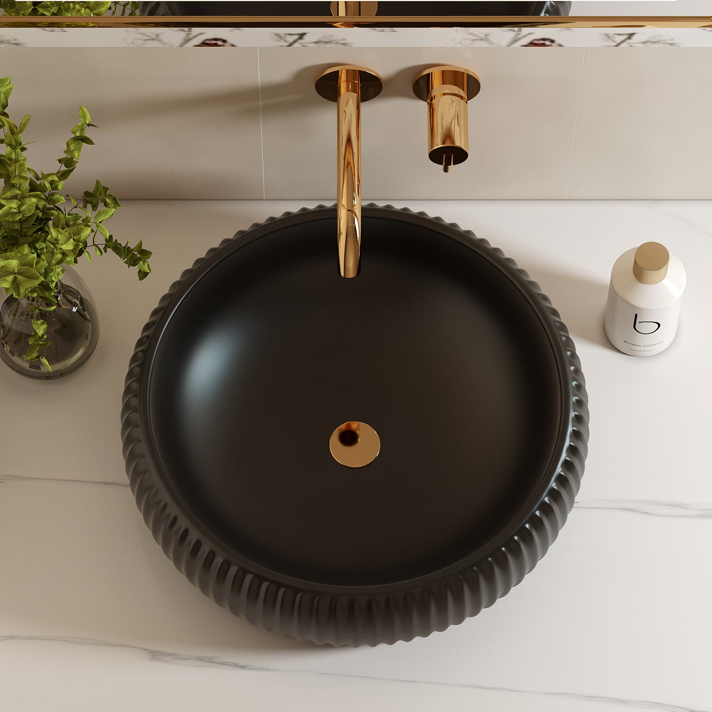 ELLAI 16.2''x5'' Round Vessel Sink Bathroom Sink Above Counter Bowl Sink Porcelain Ceramic Vanity Art Basin