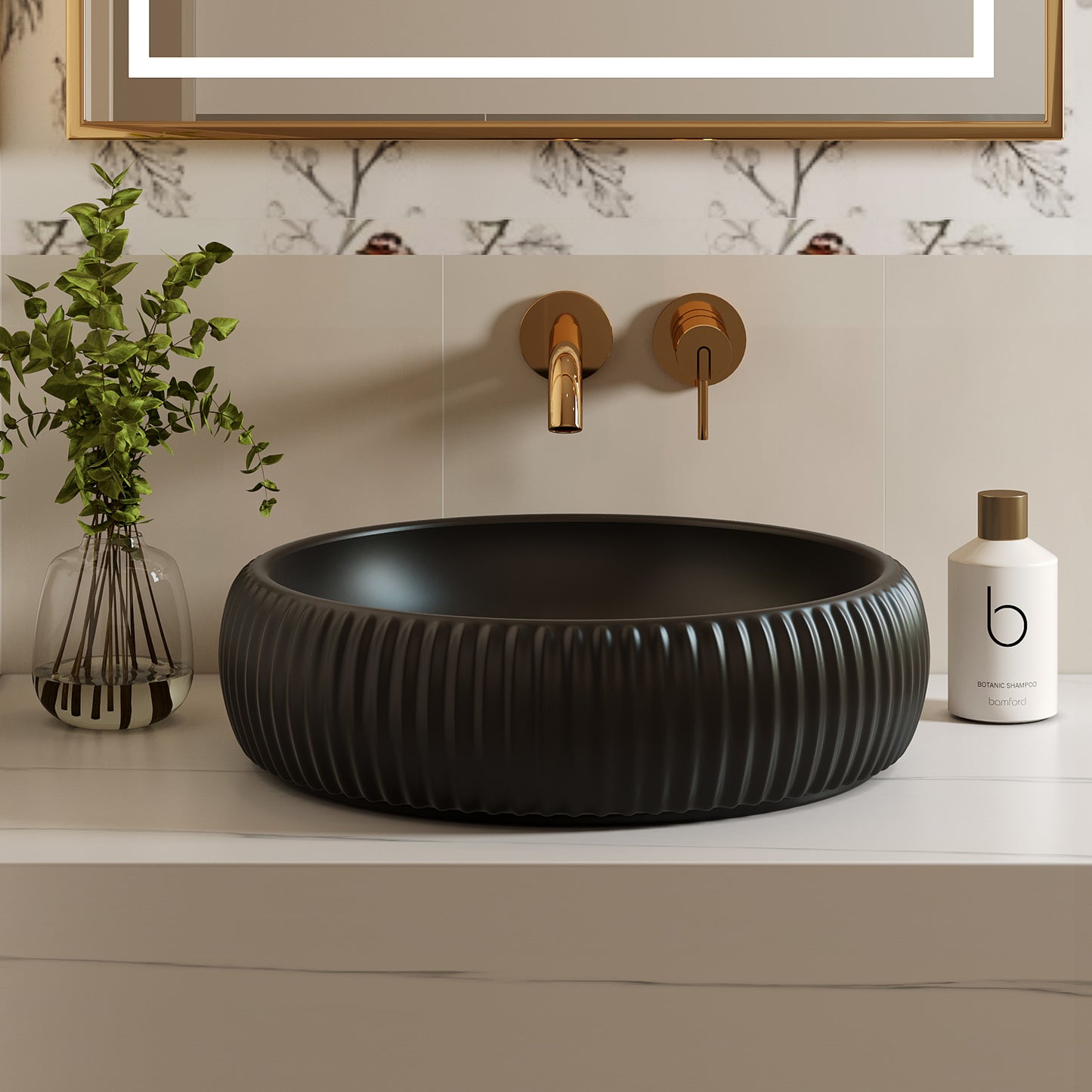 ELLAI 16.2''x5'' Round Vessel Sink Bathroom Sink Above Counter Bowl Sink Porcelain Ceramic Vanity Art Basin