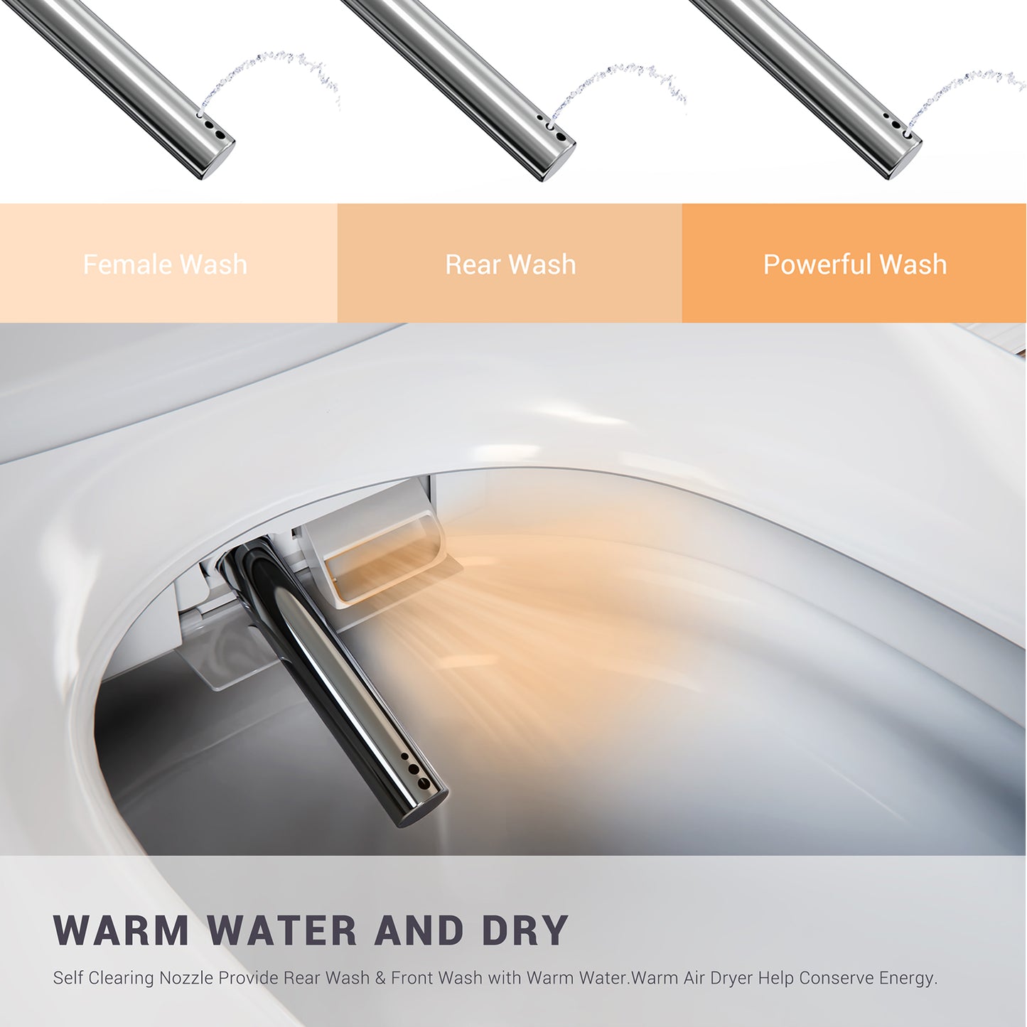 ELLAI宜来 Smart Toilet Integrated Bidet Toilet Comfort Height Elongated One Piece Intelligent toilet with Auto Open/Close Lid, Warm Seat, Auto Flush in 1.28-GPF, White