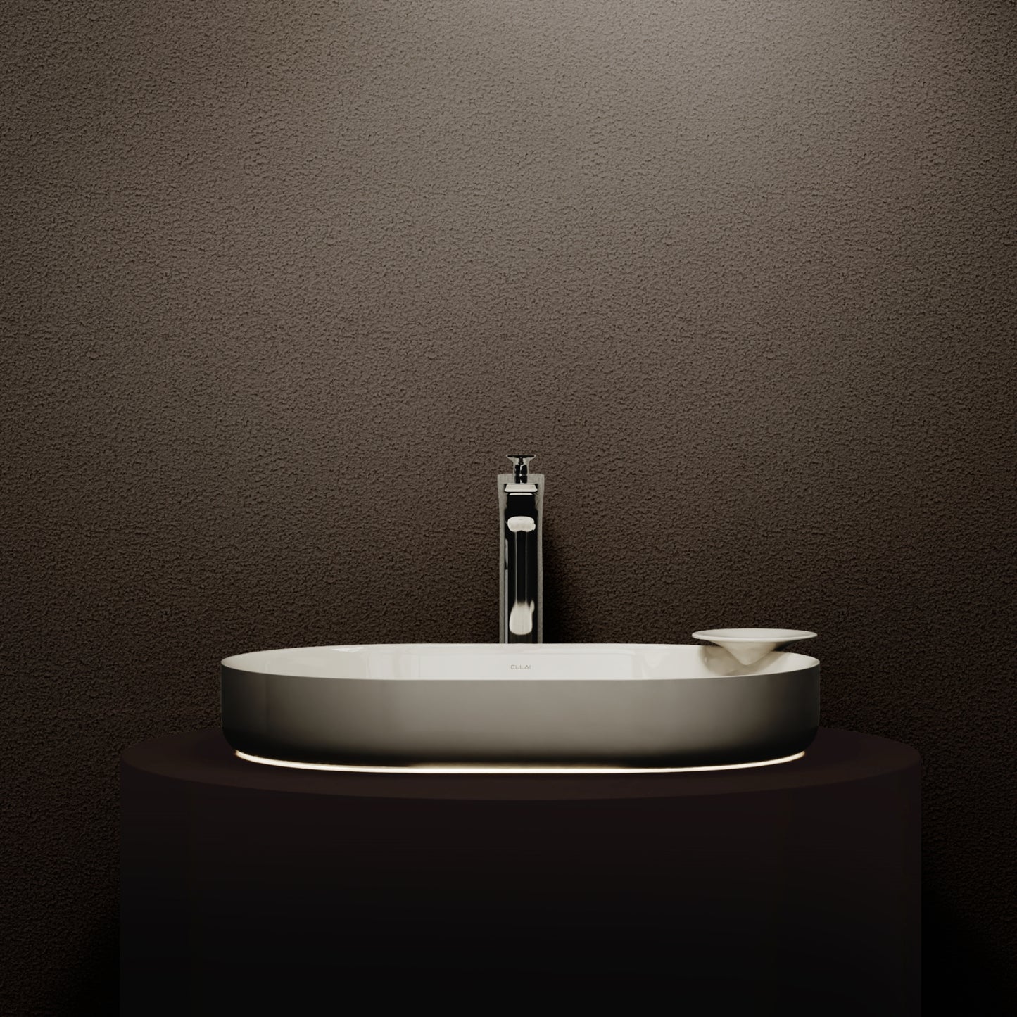 ELLAI Polaris Oval Bathroom Vessel Sink Above Counter, White Ceramic Vessel Sink, Countertop Vanity Sink Art Basin, 23.6"x15.7"x6.8"(Drain, Faucet and the soap dish are not included)