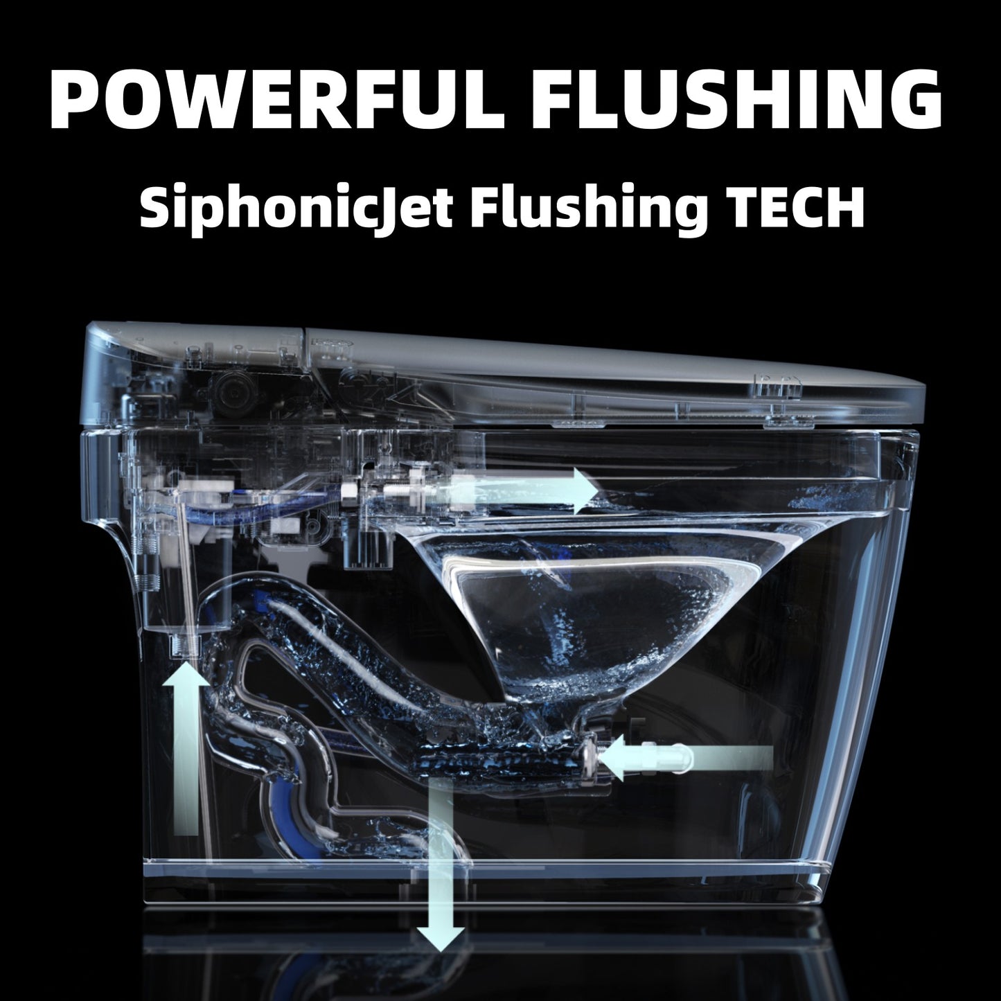 ELLAI宜来 Smart Toilet Integrated Bidet Toilet Comfort Height Elongated One Piece Intelligent toilet with Auto Open/Close Lid, Warm Seat, Auto Flush in 1.28-GPF, White