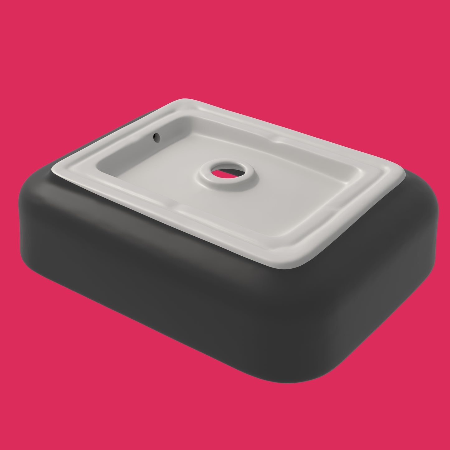 Lavatório de casa de banho ELLAI, retangular, 50x39x14 cm, preto mate, com ralo pop-up preto, para instalação sobre a bancada.