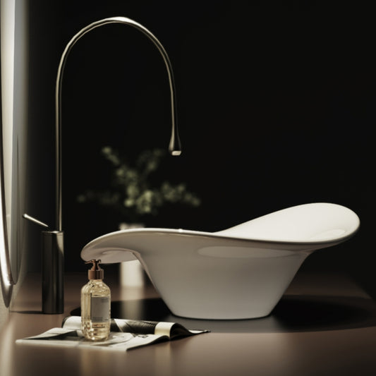 ELLAI宜来 Bonnet Bathroom Vessel Sink Above Counter, White Ceramic Vessel Sink, Countertop Vanity Sink Art Basin, 20"x 19.3"x7.4"(Drain, Faucet and the soap dish are not included)