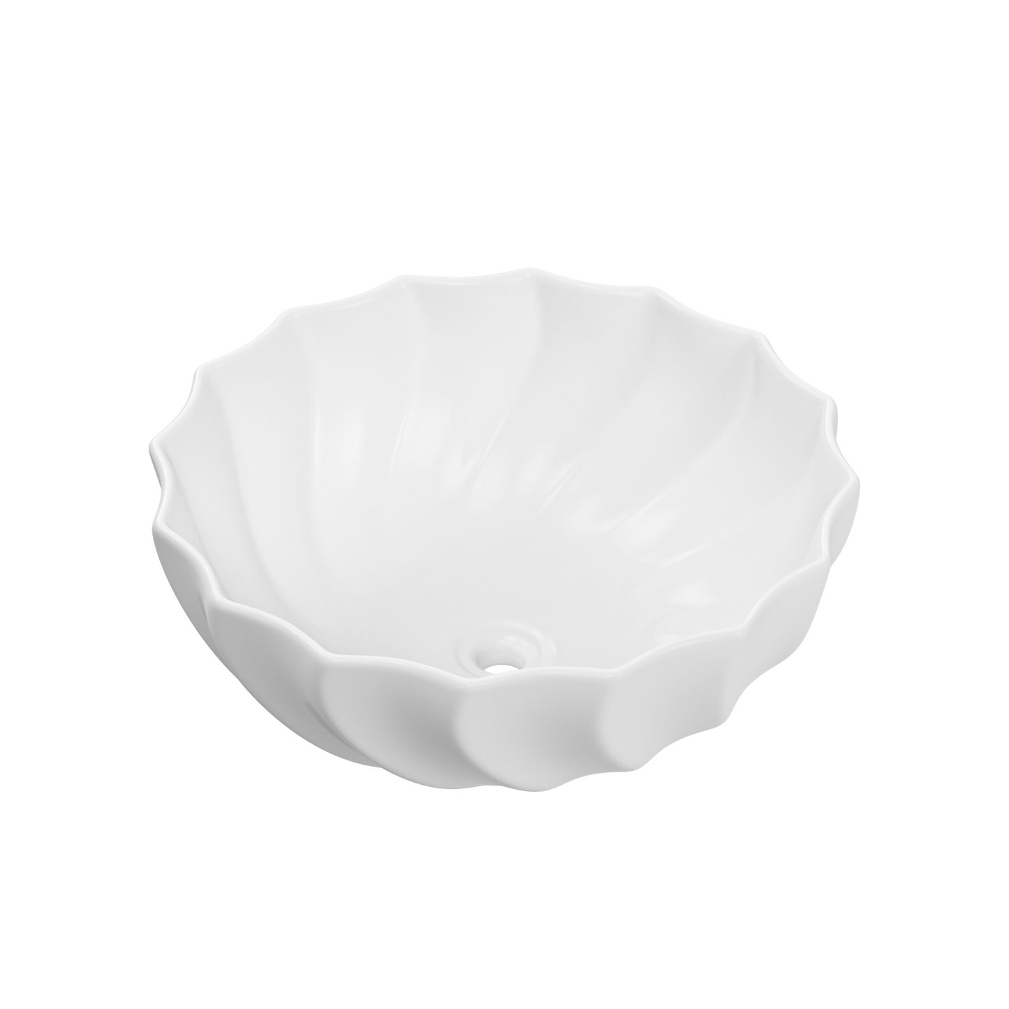 ELLAI 18.3''x6.5'' Round Vessel Sink Glossy White Bathroom Sink Above Counter Bowl Sink Porcelain Ceramic Vanity Art Basin