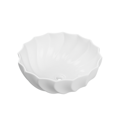 ELLAI 18.3''x6.5'' Round Vessel Sink Glossy White Bathroom Sink Above Counter Bowl Sink Porcelain Ceramic Vanity Art Basin