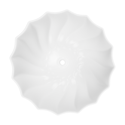 ELLAI 18.3''x6.5'' Round Vessel Sink Glossy White Bathroom Sink Above Counter Bowl Sink Porcelain Ceramic Vanity Art Basin