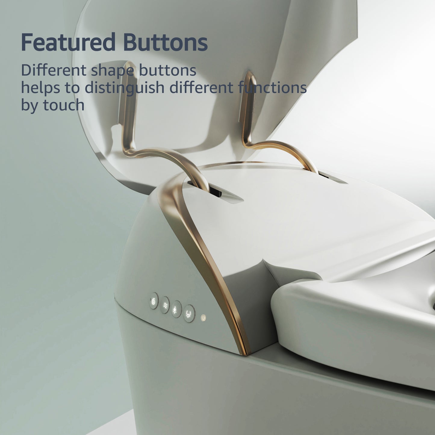 ELLAI Golden Strip Artistic Smart Toilet,Powerful Flush,Auto Open/Close,Comfort Height,Instant Warm Water&Dryer,Remote,Foot sensor,Auto flush,Heated seat,Deodorization,Low water pressure requirement