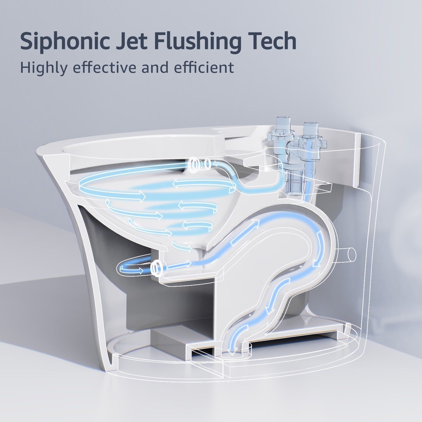 ELLAI Golden Strip Artistic Smart Toilet,Powerful Flush,Auto Open/Close,Comfort Height,Instant Warm Water&Dryer,Remote,Foot sensor,Auto flush,Heated seat,Deodorization,Low water pressure requirement