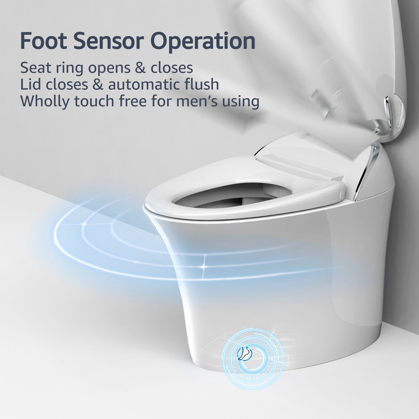 ELLAI Golden Strip Artistic Smart Toilet,Powerful Flush,Auto Open/Close,Comfort Height,Instant Warm Water&Dryer,Remote,Foot sensor,Auto flush,Heated seat,Deodorization,Low water pressure requirement