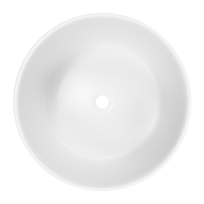 ELLAI 15.7''x5.9'' Round Vessel Sink Glossy White Bathroom Sink Above Counter Bowl Sink Porcelain Ceramic Vanity Art Basin