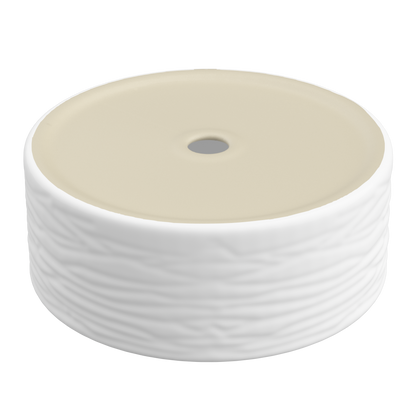 ELLAI 15.7''x5.9'' Round Vessel Sink Glossy White Bathroom Sink Above Counter Bowl Sink Porcelain Ceramic Vanity Art Basin