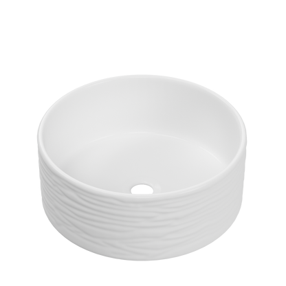 ELLAI 15.7''x5.9'' Round Vessel Sink Glossy White Bathroom Sink Above Counter Bowl Sink Porcelain Ceramic Vanity Art Basin