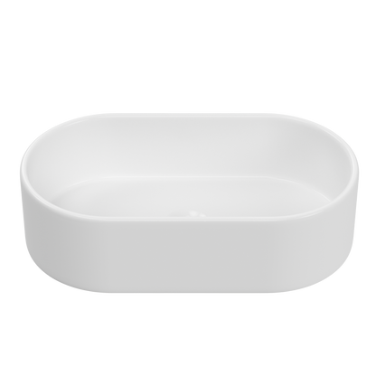 ELLAI Bathroom Vessel Sink Oval Bathroom Sink Bowl Above Counter Porcelain Ceramic Top Mount Oval Sink Countertop Art Basin for Bathroom 22"x13.8"x5.5" Glossy White