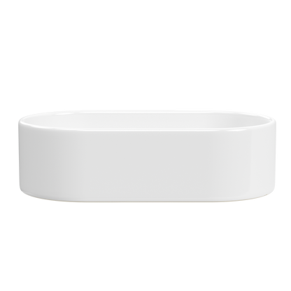 ELLAI Bathroom Vessel Sink Oval Bathroom Sink Bowl Above Counter Porcelain Ceramic Top Mount Oval Sink Countertop Art Basin for Bathroom 22"x13.8"x5.5" Glossy White