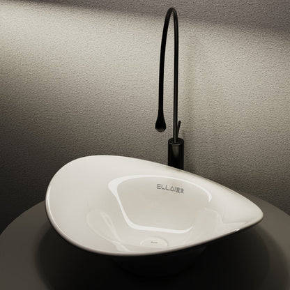 ELLAI Bonnet Bathroom Vessel Sink Above Counter, White Ceramic Vessel Sink, Countertop Vanity Sink Art Basin, 20"x 19.3"x7.4"(Drain, Faucet and the soap dish are not included)