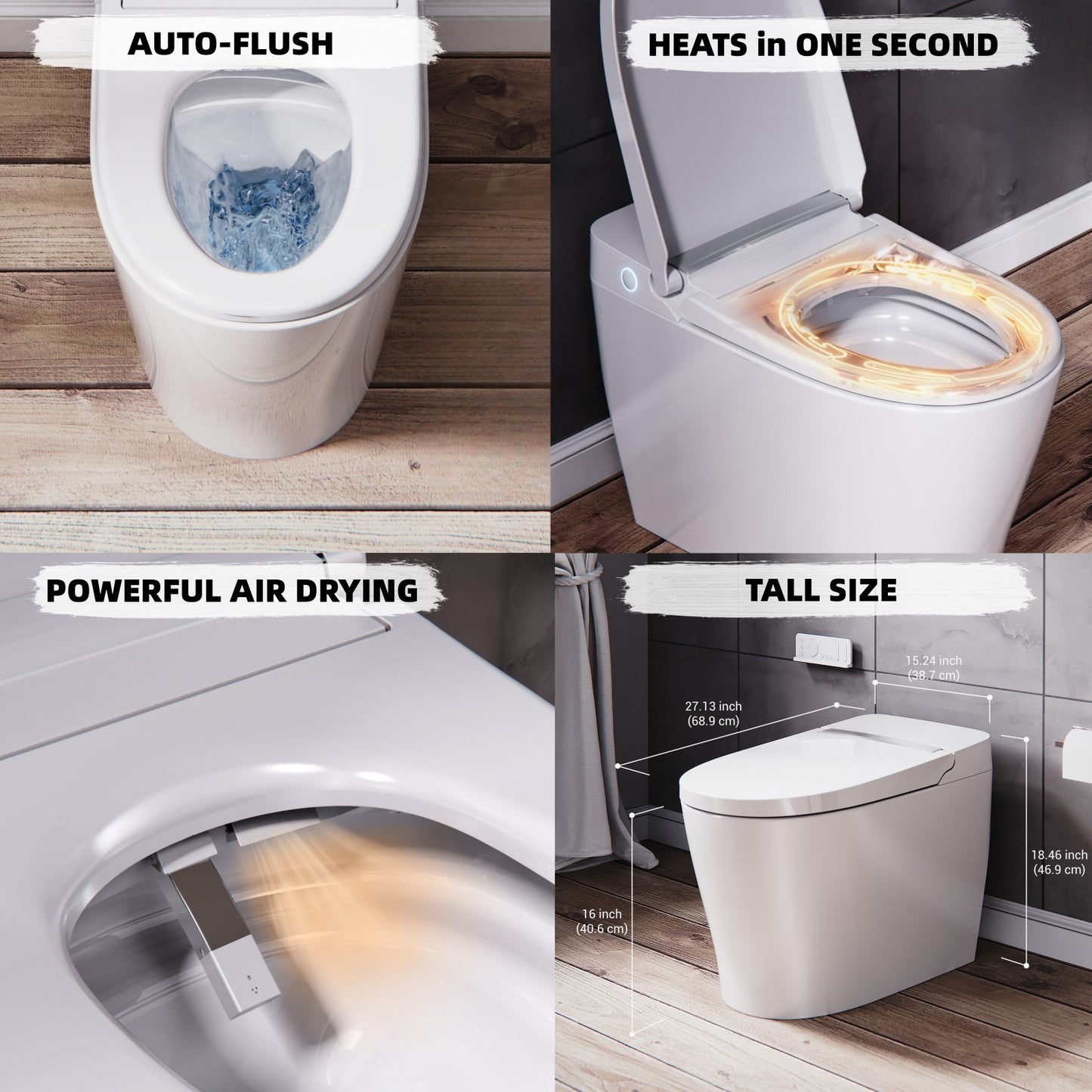 ELLAI Smart Toilet with Bidet Built In, Bidet Toilet with Remote Contr