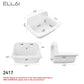 ELLAI 24 Inch Wall Mounted High Back Kitchen Sink White Porcelain Utility Sink Farm Sink Ceramic Farmhouse Laundry Sink Wall Mount Bathroom Sink, 8 in centers, 24” x 17” x 15”