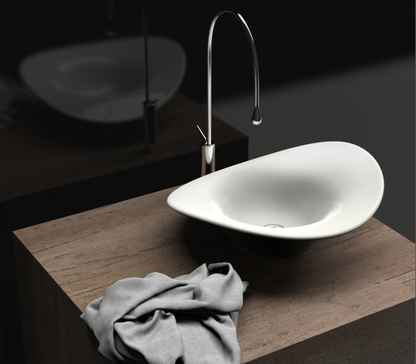 ELLAI Bonnet Bathroom Vessel Sink Above Counter, White Ceramic Vessel Sink, Countertop Vanity Sink Art Basin, 20"x 19.3"x7.4"(Drain, Faucet and the soap dish are not included)