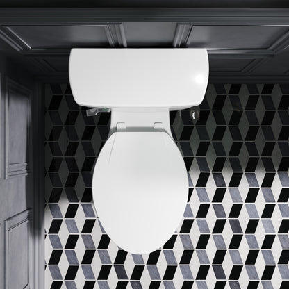 White 2-piece Elongated Toilet with Standard 12-in Rough-in , ELLAI Powerful Single Flush 1.28 GPF ADA Chair Height Toilet (Seat Included)