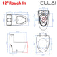 ELLAI One Piece Elongated Toilet Power Dual Flush 1.1/1.6 GPF Standard White 12” Rough In Modern Toilet for Bathroom with Soft Closing Seat and Comfort Chair Seat 17"ADA Height, 27.8”x15.4”x29.8”