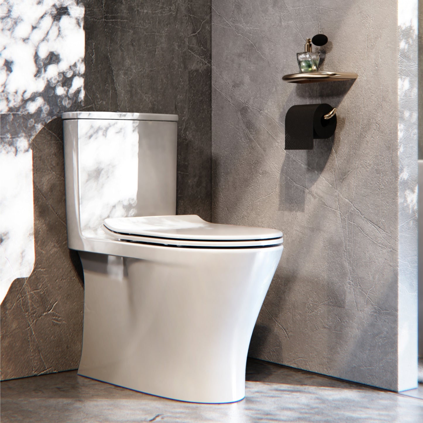 ELLAI Compact One Piece Toilet Elongated Dual Flush 1.1/1.6 GPF Tiny Small Short Toilet for Small Bathroom 12'' Rough In Standard Height 16", 25.7" x 15.4" x 26.8"