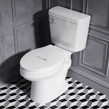 White 2-piece Elongated Toilet with Standard 12-in Rough-in , ELLAI Powerful Single Flush 1.28 GPF ADA Chair Height Toilet (Seat Included)