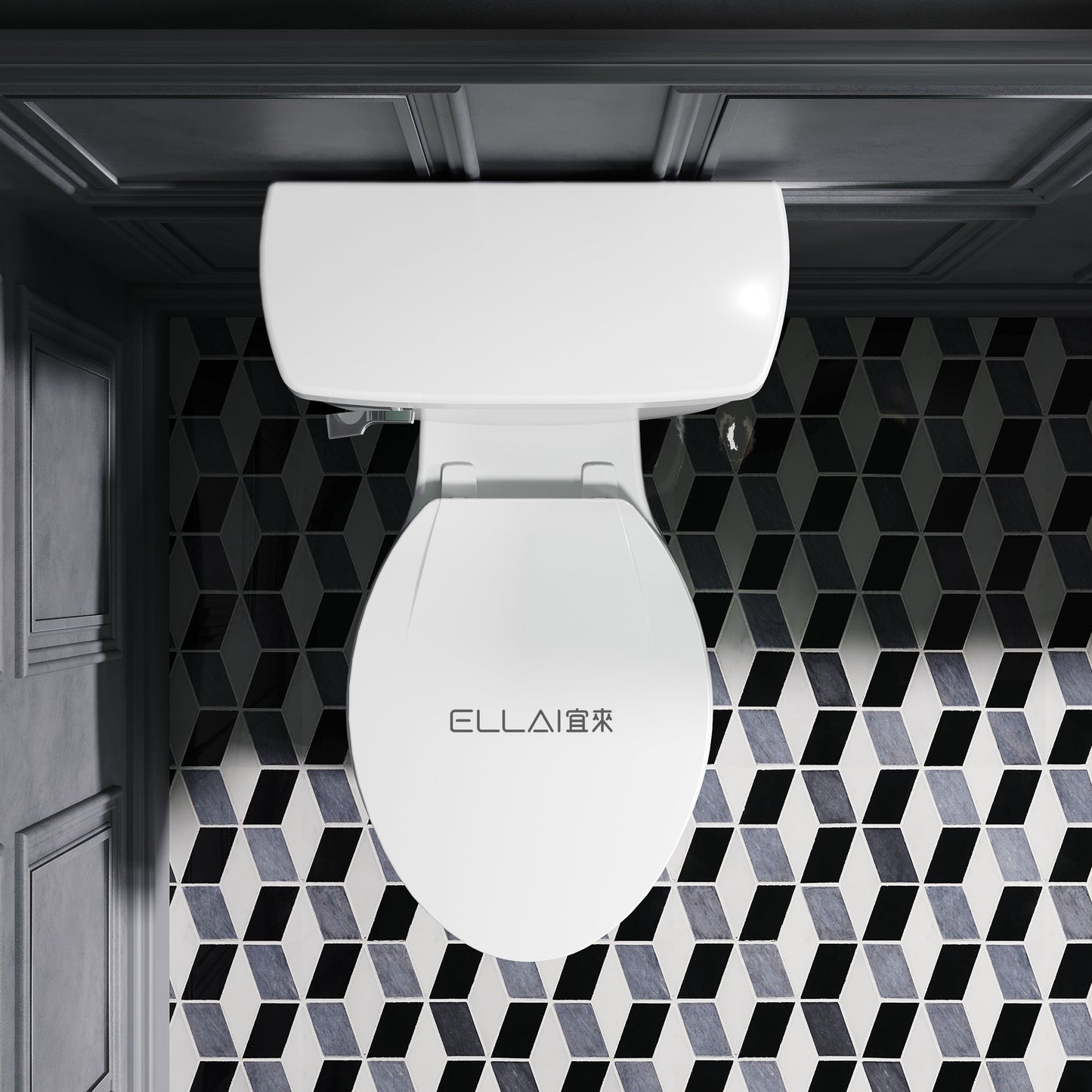 White 2-piece Elongated Toilet with Standard 12-in Rough-in , ELLAI Powerful Single Flush 1.28 GPF ADA Chair Height Toilet (Seat Included)