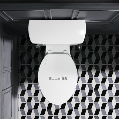White 2-piece Elongated Toilet with Standard 12-in Rough-in , ELLAI Powerful Single Flush 1.28 GPF ADA Chair Height Toilet (Seat Included)