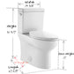 ELLAI Two Pieces Elongated Toilets Comfort Height ADA Single Flush TORNADO FLUSH Toilet 1.28 GPF 12” Rough In with Left-hand Trip Lever, White