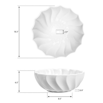 ELLAI 18.3''x6.5'' Round Vessel Sink Glossy White Bathroom Sink Above Counter Bowl Sink Porcelain Ceramic Vanity Art Basin