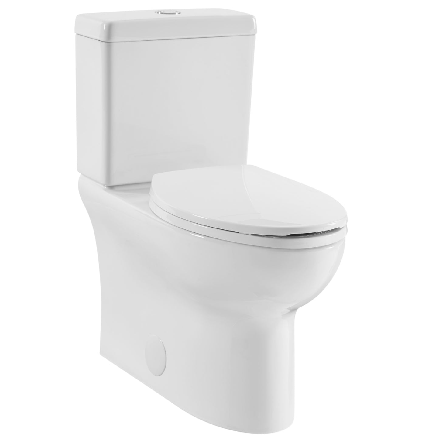 ELLAI Elongated Two Pieces Toilets with Comfortable Chair Seat Height ADA 17" and soft-closing seat, Dual Power Flush Toilet 1.1/1.6 GPF, 12'' Rough In, Top Chrome Button, White