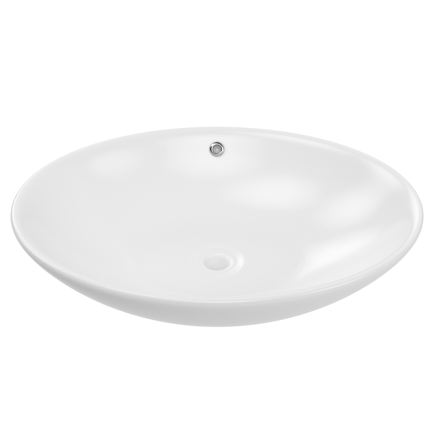 ELLAI Oval Bathroom Vessel Sink With Overflow Modern Egg Shape Bathroom Sink Bowl Above Counter Porcelain Ceramic Top Mount Oval Sink Countertop Art Basin for Bathroom 25"x16.3"x5.9" Glossy White