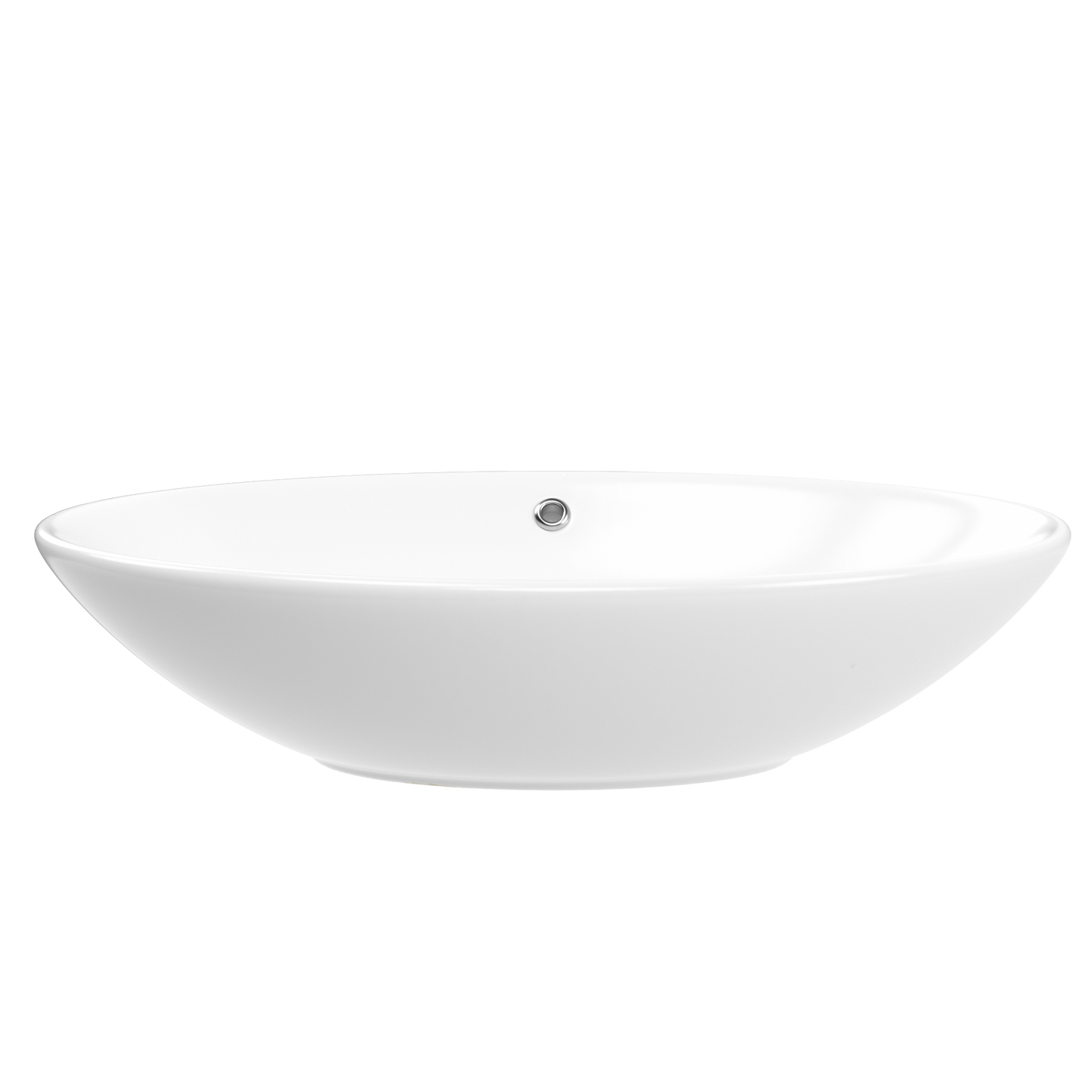 ELLAI Oval Bathroom Vessel Sink With Overflow Modern Egg Shape Bathroom Sink Bowl Above Counter Porcelain Ceramic Top Mount Oval Sink Countertop Art Basin for Bathroom 25"x16.3"x5.9" Glossy White