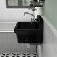 ELLAI Glossy Black Ceramic Farmhouse Kitchen Sink 24"x19"x16.5" Farm Style Wall Mount Utility Sink High Back Floating Bathroom Sink Wall Mounted Laundry Sink Laundry Tub Slop Sink