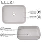 ELLAI Bathroom Vessel Sink Rectangle Bathroom Sink Bowl Above Counter Porcelain Ceramic Top Mount Rectanglar Sink Countertop Vanity Art Basin for Bathroom 19.7"x15.2"x5.4” Light Gray