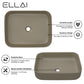 ELLAI Bathroom Vessel Sink Rectangle Bathroom Sink Bowl Above Counter Porcelain Ceramic Top Mount Rectanglar Sink Countertop Vanity Art Basin for Bathroom 19.7"x15.2"x5.4” Brown