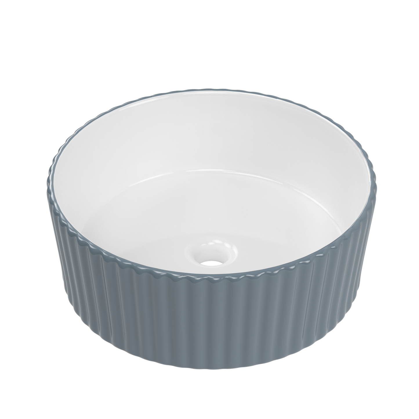 ELLAI 15.7''x4.9'' Round Vessel Sink Bathroom Sink Above Counter Bowl Sink Porcelain Ceramic Vanity Art Basin Glossy White and Dark Gray