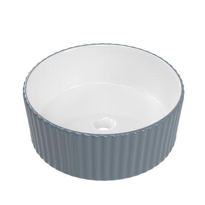 ELLAI 15.7''x4.9'' Round Vessel Sink Bathroom Sink Above Counter Bowl Sink Porcelain Ceramic Vanity Art Basin Glossy White and Dark Gray
