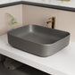 ELLAI Bathroom Vessel Sink 19.7"x15.2"x5.4" Rectangle Matte Gray Vessel Sink with Gray Pop Up Drain, Bathroom Sink Above Counter, Ceramic Countertop Vessel Sink for Bathroom