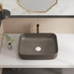 ELLAI Bathroom Vessel Sink Rectangle Bathroom Sink Bowl Above Counter Porcelain Ceramic Top Mount Rectanglar Sink Countertop Vanity Art Basin for Bathroom 19.7"x15.2"x5.4” Brown