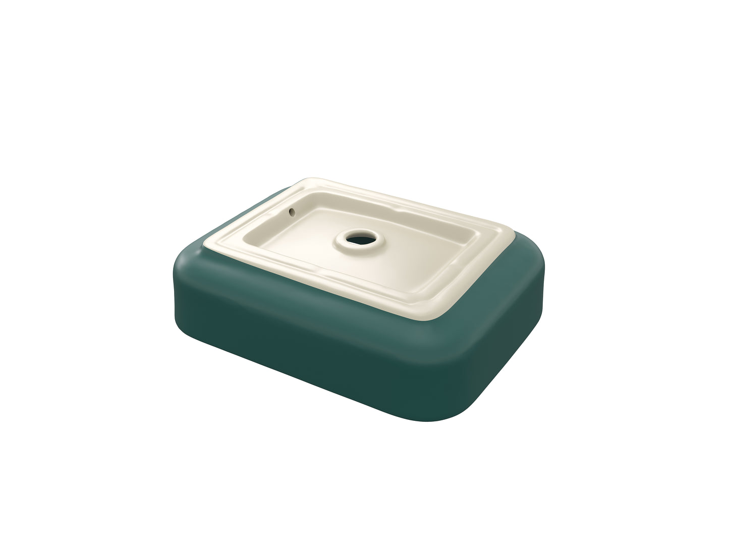 ELLAI Bathroom Vessel Sink Rectangle Bathroom Sink Bowl Above Counter Porcelain Ceramic Top Mount Rectanglar Sink Countertop Vanity Art Basin for Bathroom 19.7"x15.2"x5.4” Dark Green