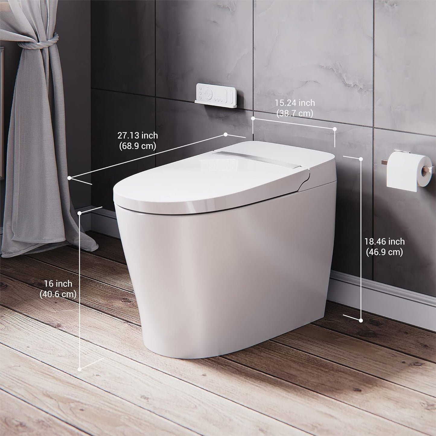 ELLAI Smart Toilet with Bidet Built In, Bidet Toilet with Remote Control,Elongated Japanese Toilet with Auto Flush/Heated Seat/Warm Water/Air Drying Function/LED Night Light