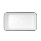 ELLAI Bathroom Vessel Sink Rectangle Bathroom Sink Bowl Above Counter Porcelain Ceramic Top Mount Rectanglar Sink Countertop Vanity Art Basin for Bathroom 24"x13.2"x4.3” Glossy White with Black Rim