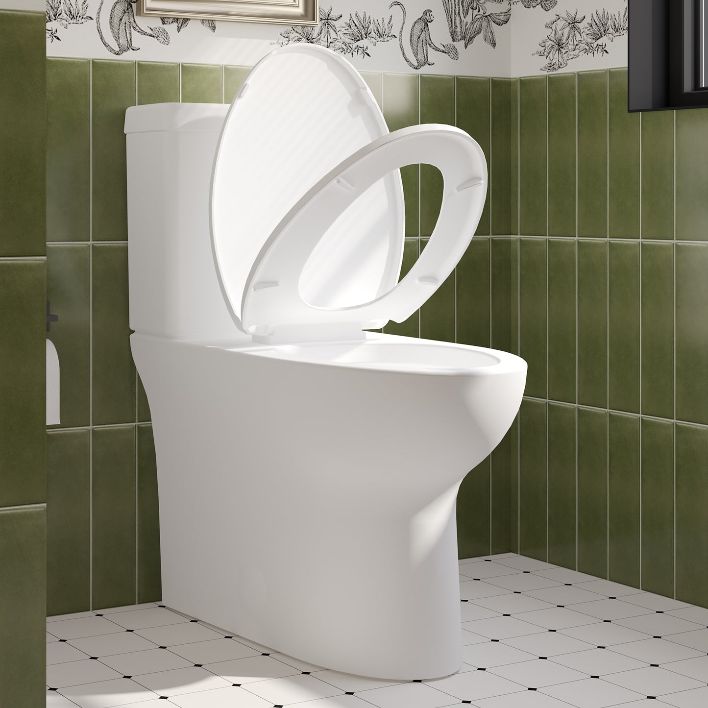 ELLAI Elongated Two Pieces Toilets with Comfortable Chair Seat Height