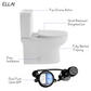 ELLAI Elongated Two Pieces Toilets with Comfortable Chair Seat Height ADA 17" and soft-closing seat, Dual Power Flush Toilet 1.1/1.6 GPF, 12'' Rough In, Top Chrome Button, White