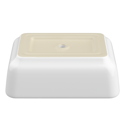 ELLAI Bathroom Vessel Sink Rectangle Bathroom Sink Bowl Above Counter Porcelain Ceramic Top Mount Rectanglar Sink Countertop Vanity Art Basin for Bathroom 19.7"x15.2"x5.4” Glossy White with Black Rim