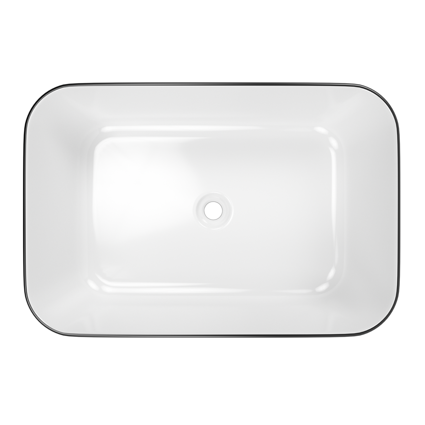 ELLAI Bathroom Vessel Sink Rectangle Bathroom Sink Bowl Above Counter Porcelain Ceramic Top Mount Rectanglar Sink Countertop Vanity Art Basin for Bathroom 19.7"x15.2"x5.4” Glossy White with Black Rim