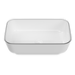 ELLAI Bathroom Vessel Sink Rectangle Bathroom Sink Bowl Above Counter Porcelain Ceramic Top Mount Rectanglar Sink Countertop Vanity Art Basin for Bathroom 19.7"x15.2"x5.4” Glossy White with Black Rim