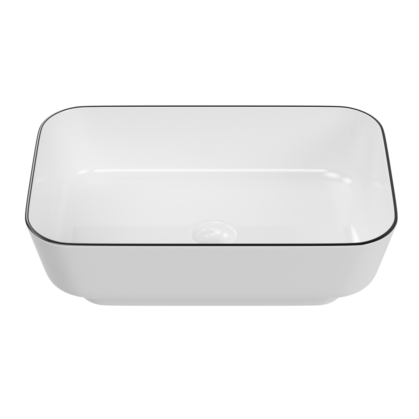 ELLAI Bathroom Vessel Sink Rectangle Bathroom Sink Bowl Above Counter Porcelain Ceramic Top Mount Rectanglar Sink Countertop Vanity Art Basin for Bathroom 19.7"x15.2"x5.4” Glossy White with Black Rim